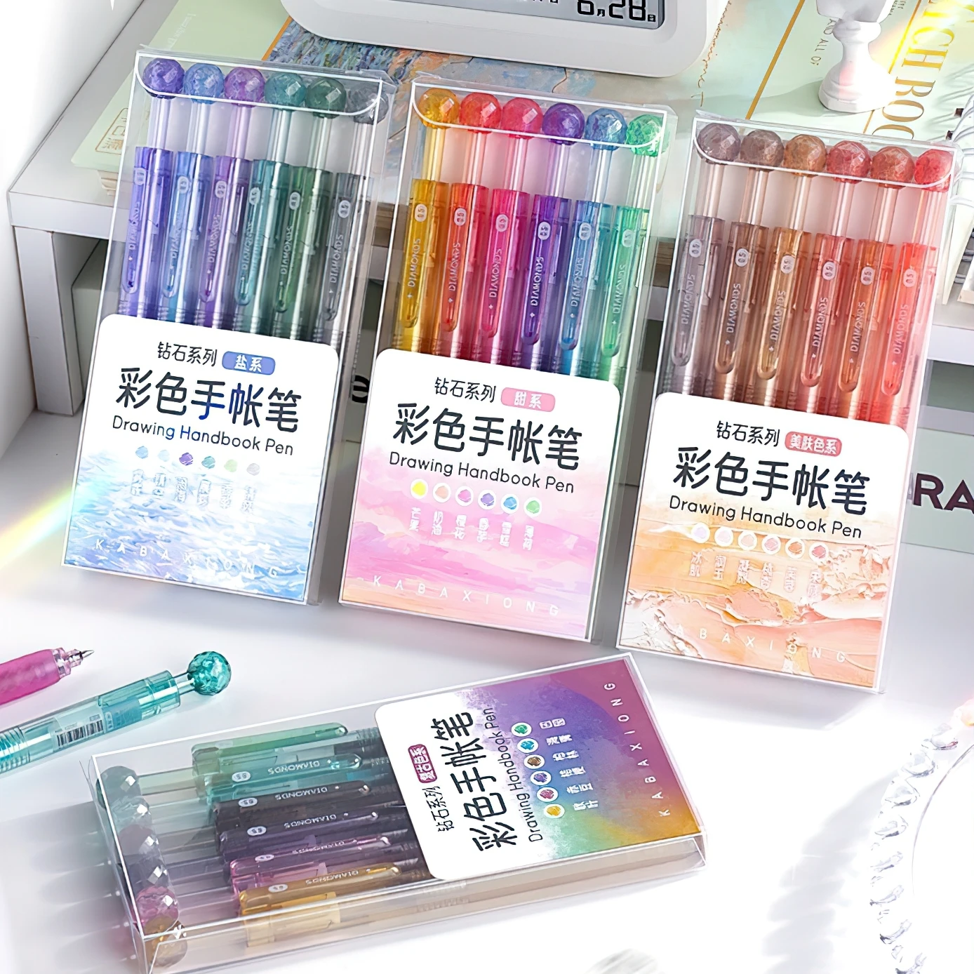 6pcs Diamond Series Gel Pens Set 0.5mm Ballpoint Retro Color