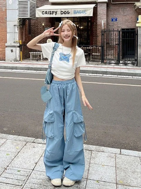 Kawaii Harajuku Baggy Jeans Women Casual Denim Cargo Pants Wide Leg Trousers  Korean Fashion Clothes Streetwear Y2k Femme - AliExpress
