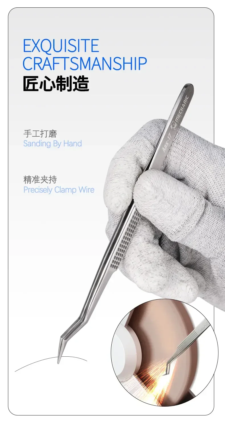 Aax-17 tin Precision Tweezers precision tweezers for precise clamping of tin wire Non-slip and wear-resistant Made of stainless steel