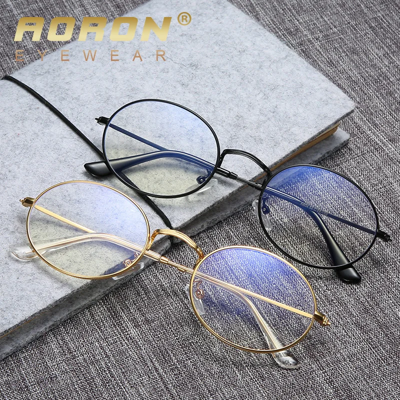 

2022 new flat lens metal anti blue light glasses round frame men's and women's eye protection can be equipped with myopia a604pg