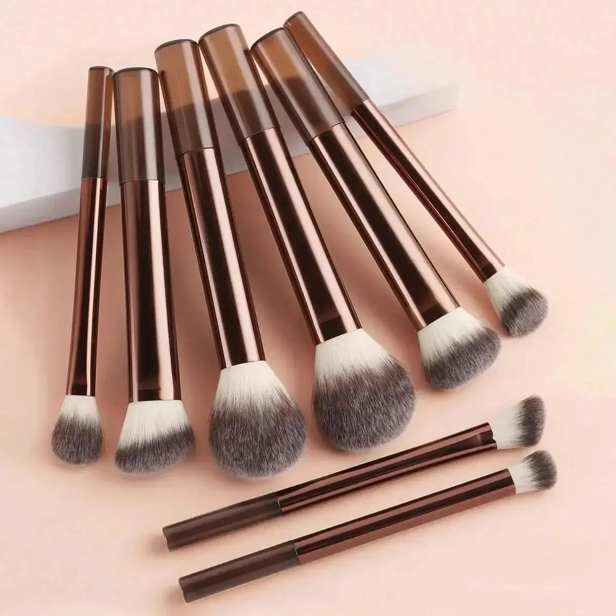 Deluxe Black Glossy Makeup Brush Set - Professional Face & Eye Kit, 11 Pieces