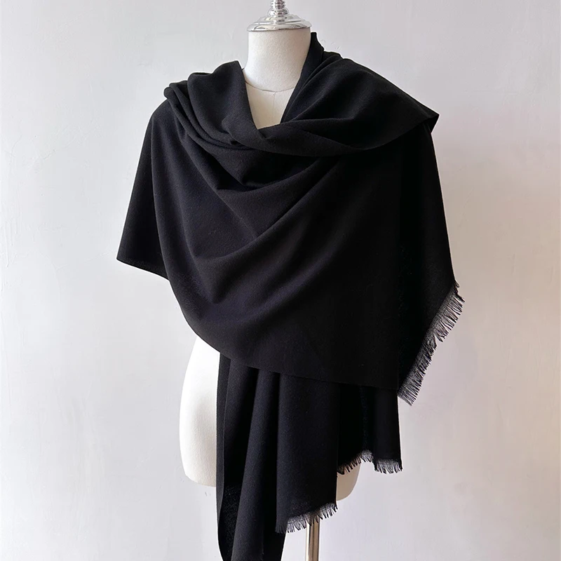 Mode Winter Kaschmir Schal für Frauen Warme Einfarbig Wraps Schals Bandana Foulard Halstuch Poncho Echarpe Pashmina Stolen – Detail 18