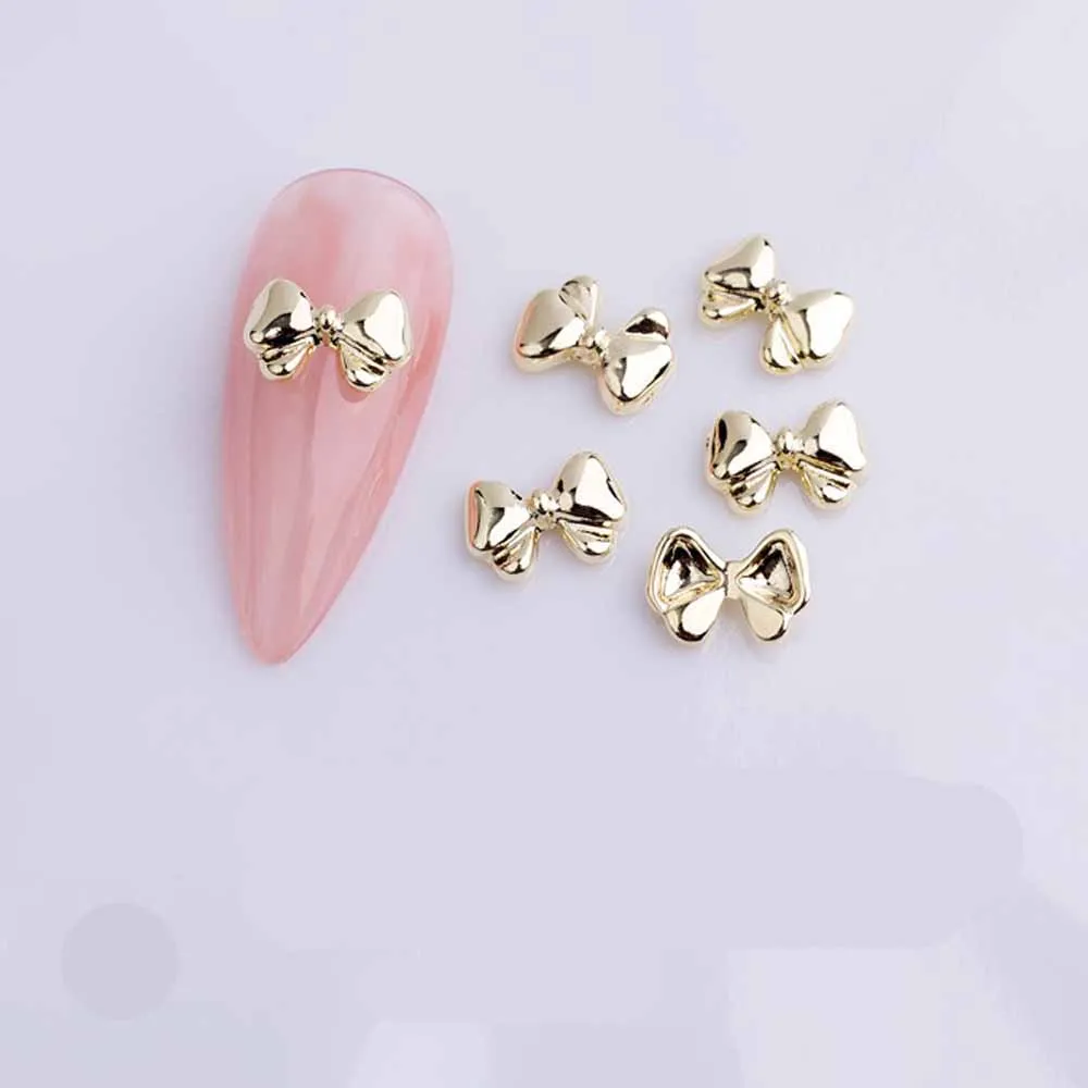 20pcs Alloy Ribbon Bows Nail Art Charm 3D Gold/Silver Mini Hollow Bowknot Nail Decor Parts DIY Japanese Design Nail Parts