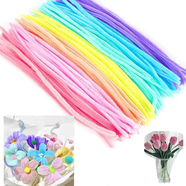 1 Set Pipe Cleaners Crafts Flexible Bendable Wire Chenille Stems DIY Tulip  Bouquet Making Kit Kids Girl DIY Flower Art Project - AliExpress