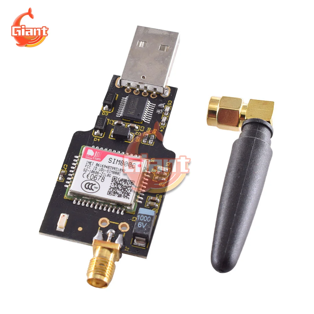 

USB to GSM Module SIM800C Module CH340t with Bluetooth Function Four Band GSM / GPRS Short Message Transceiver with Antenna