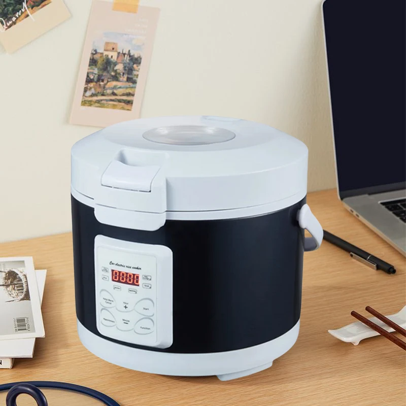 220V Mini Rice Cooker soup Steamer Heating Lunch Box Meal Heater Warmer 3L for Camping Black English Menue  home appliance u 3
