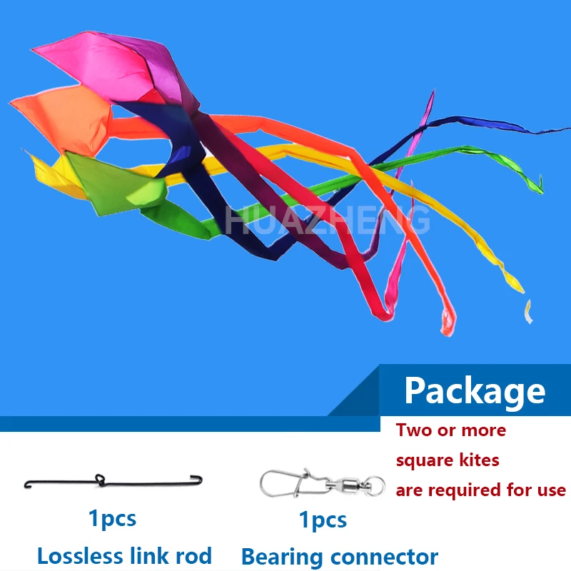 3D 4-meter Rainbow Colorful Nylon Soft Inflatable Kite Hanger Float Tail Strap Spiral Tail Hanger Free Connecting Rod Package