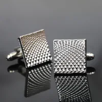 2pc/set Square Men's Cufflinks Simple Geometric Stripes Metal Cufflinks Men's shirt Tie Clip Cufflinks Party Jewelry Set Gifts 3