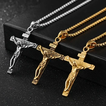 Jesus Cross Steel Necklace 1