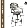 Outdoor Cast Aluminum Swivel Bar Stools Set of 2, Patio Height Bartools Chairs, 2 Piece Patio High Dining Bistro Chairs 3