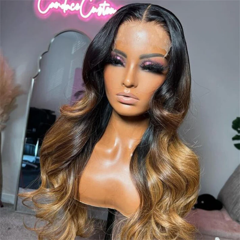 

26 inch Long Soft Glueless Ombre blonde Body Wave European Jewish Human Hair HD 13x4 Lace Front For Women With Baby Hair