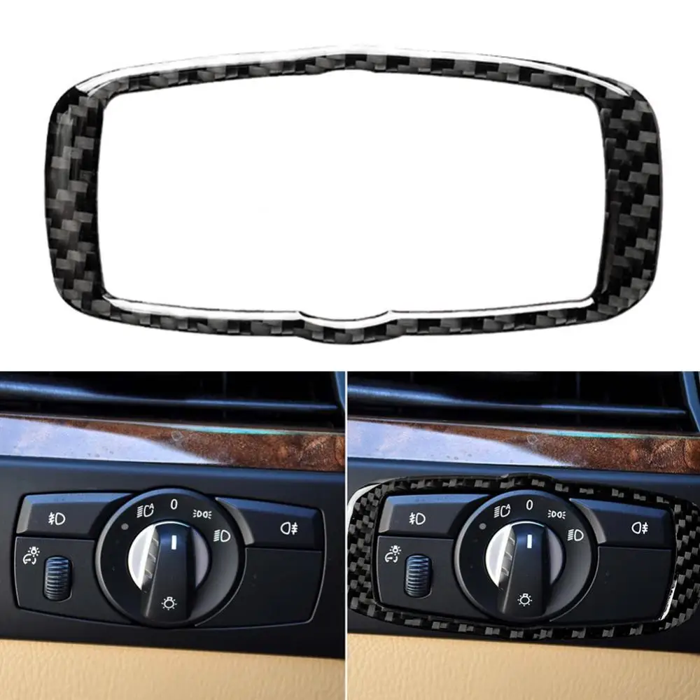 Telaio Interruttore Faro Adesivo In Fibra Di Carbonio Per Bmw X5 E70 X6 E71 X5 E60