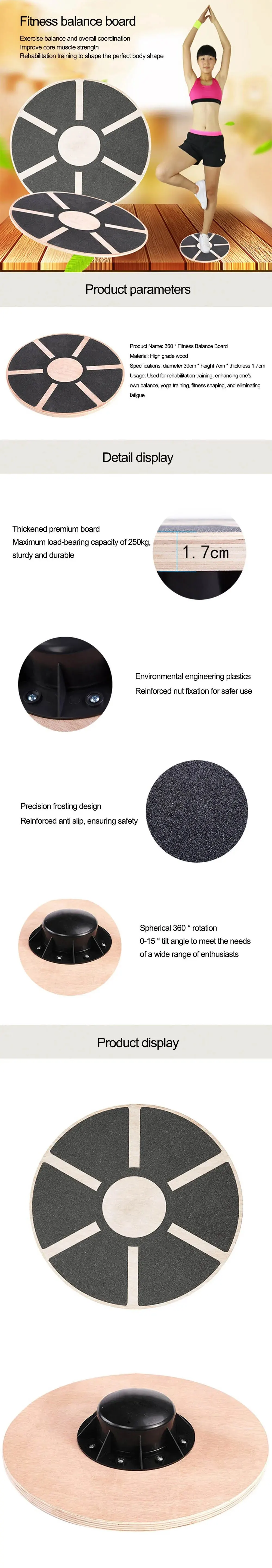 Description Picture 2 of itemWooden Wobble Balance Board Exercises Training Non-Slip Multifunctional Yoga Waist Twisting Board Fitness Equipment Home Gym