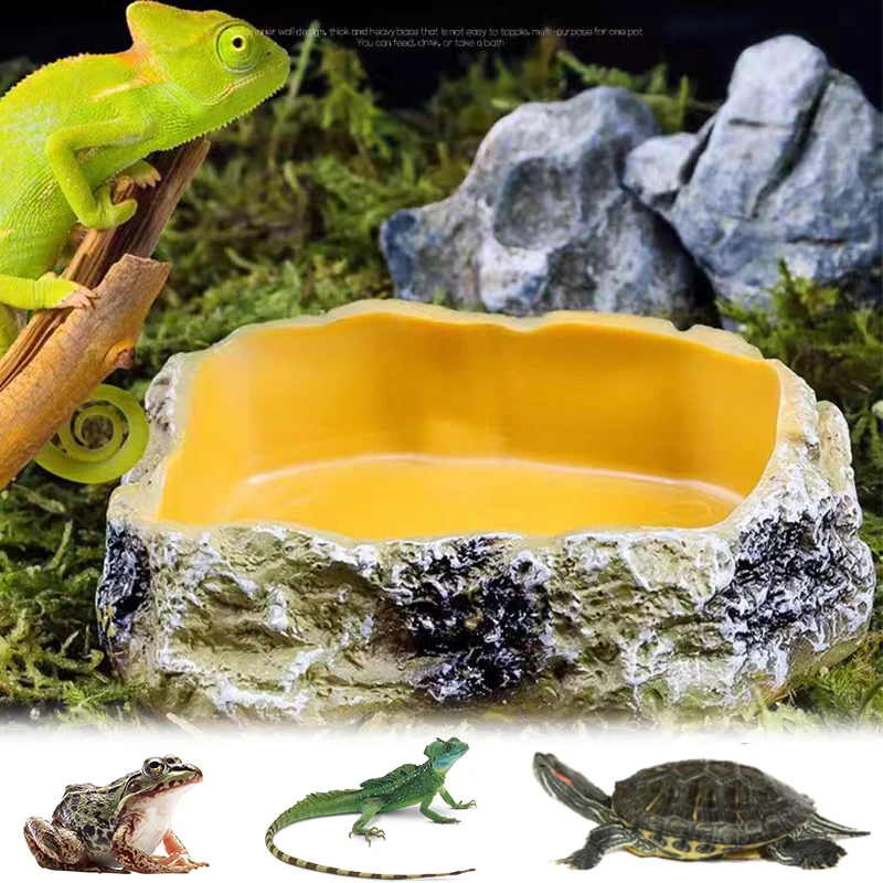 Reptile Water Basin Feeding Trough Aquarium Landscaping Decoration Pet Amphibian Drinking Basin Turtle Lizard Reptile Supplies Reptile Water Basin Feeding Trough Aquarium Landscaping Decoration Pet Amphibian Drinking Basin Turtle Lizard Reptile Supplies