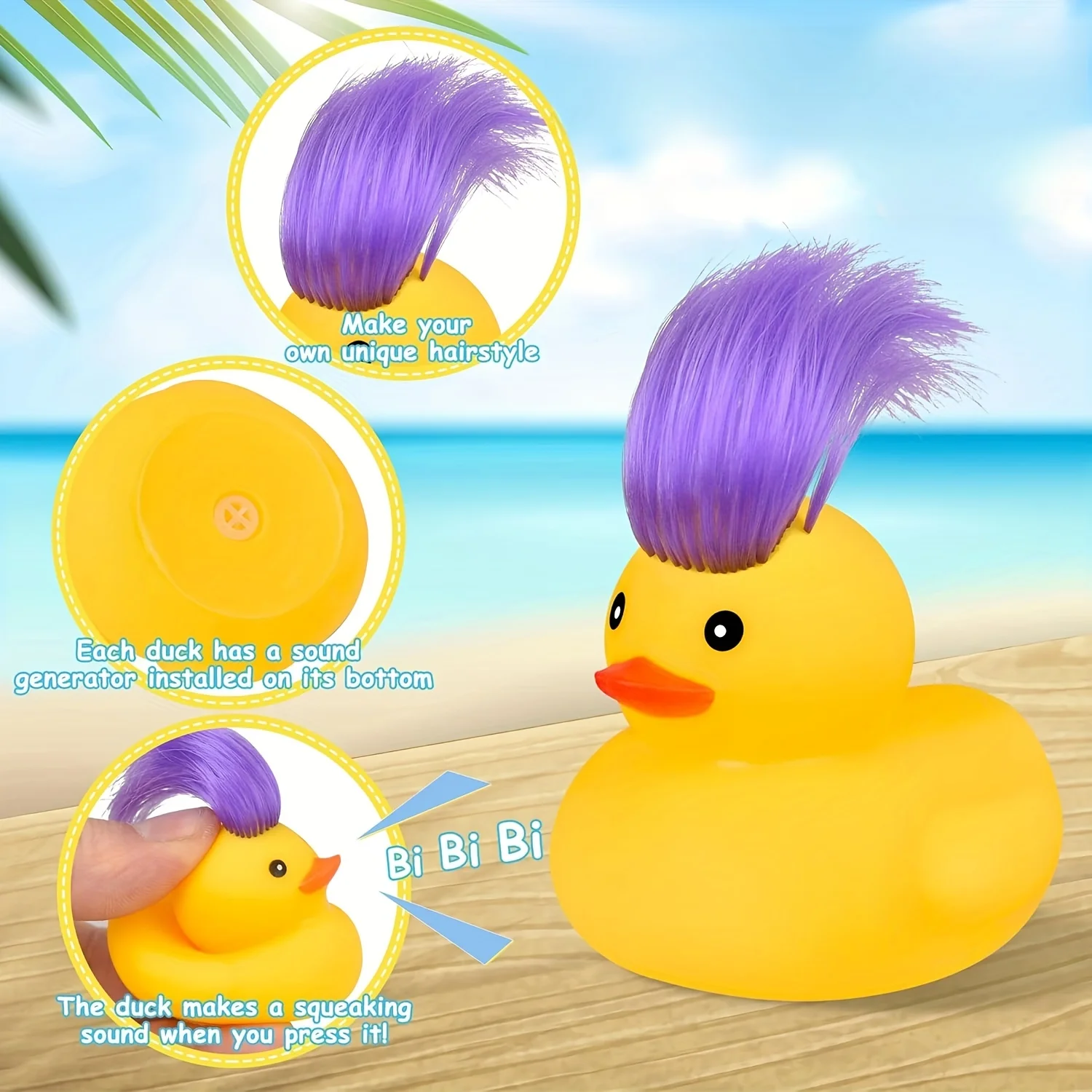 20pcs Rubber Ducks Bath Toys with Wig, Cute and Funny Small Rubber Ducks Bathtub Toys Shower Toys 2