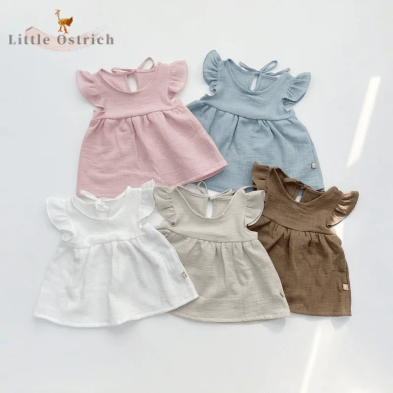 

Newborn Baby Girl Cotton Clothes Set Shirt+Shorts Child Solid Color Clothing Suit Short Fly Sleeve Pullover Baby Clothes 3M-2Y