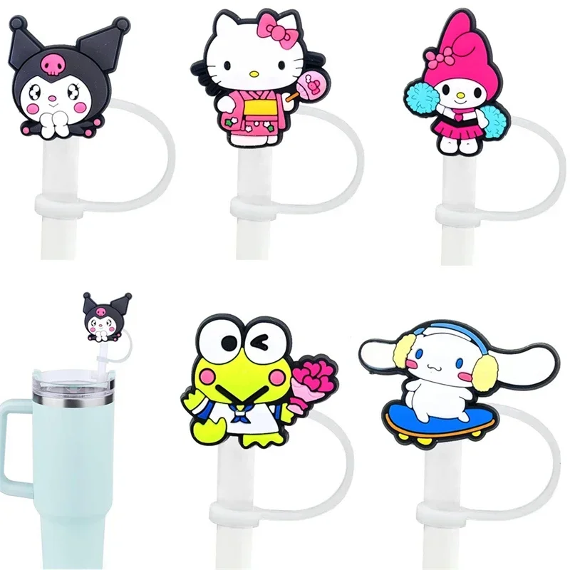 8/10mm Cute Cartoon Straw Cap Reusable Silicone Dustproof Straw Cover Birthday Party Straw Decoration Accessories