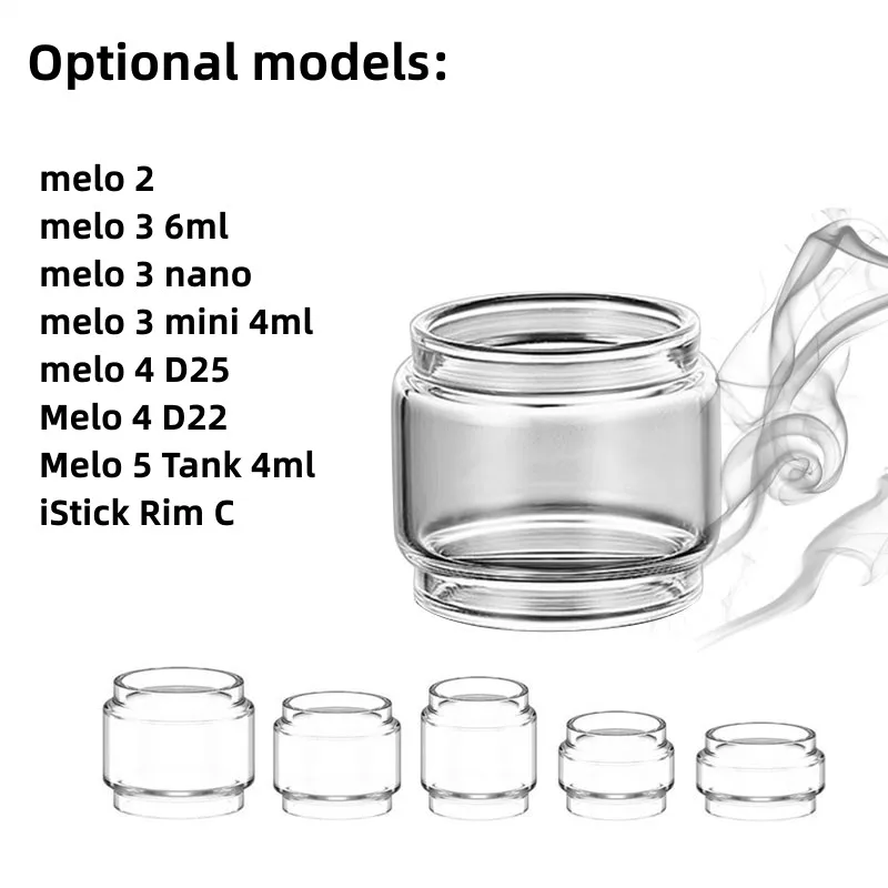 

5PCS YUHETEC Bubble Glass Tube for Eleaf melo 2 / 3 6ml / 3 nano / 3 mini 4ml / 4 D25 / 4 D22 / 5 Tank 4ml / iStick Rim C