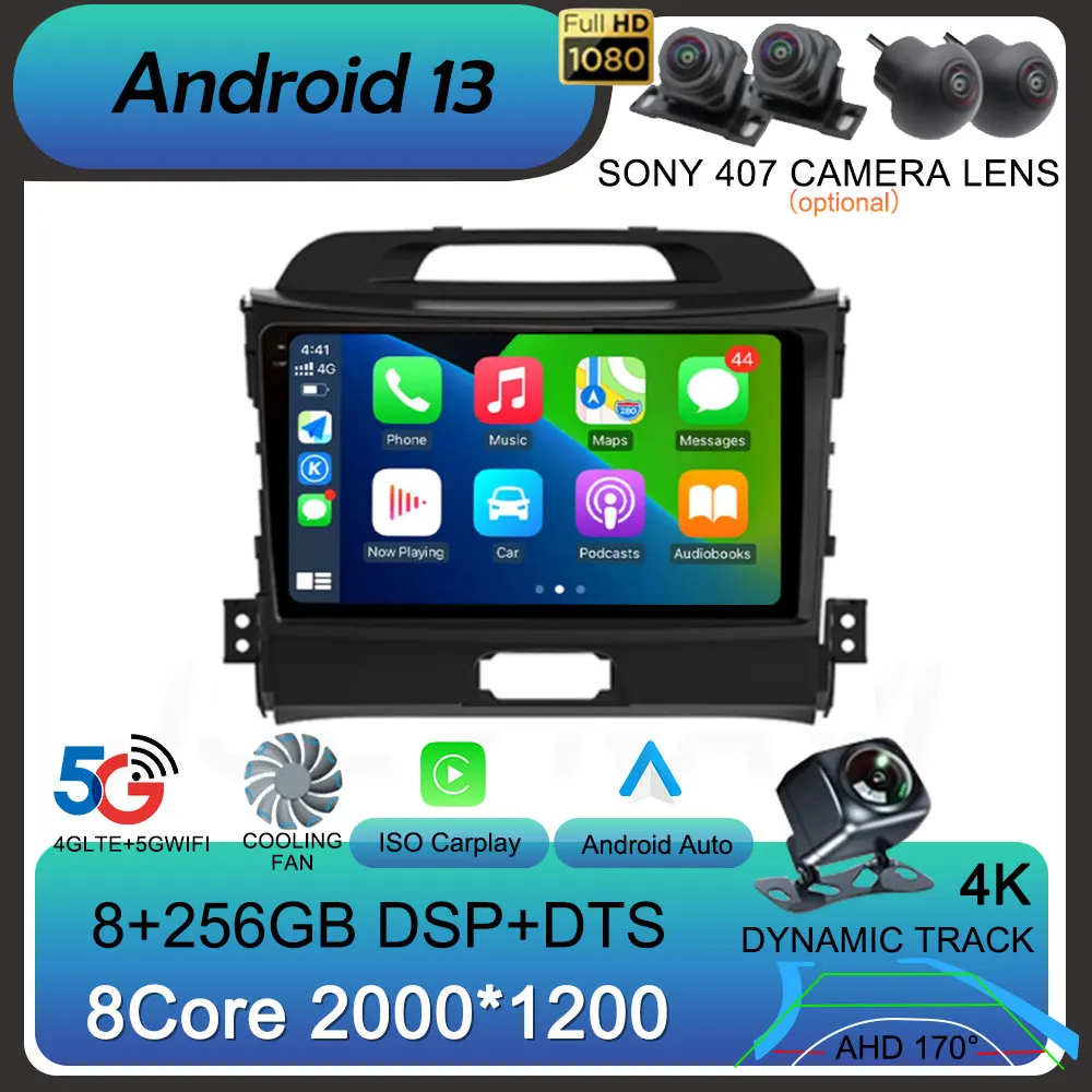Android 13 Wireless Carplay Android Auto Radio Per Kia Sportage 3 2010-2016 2015 4G Car Multimedia Gps 2Din Autoradio
