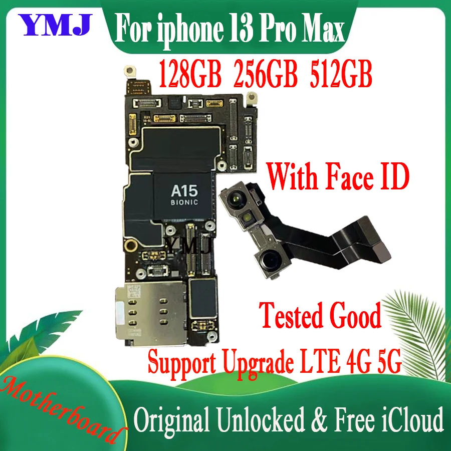 

100% Original Logic Board For iPhone 13 PRO MAX Motherboard With Face ID Unlocked No ID Account MainBoard Support LTE 4G 5G MB