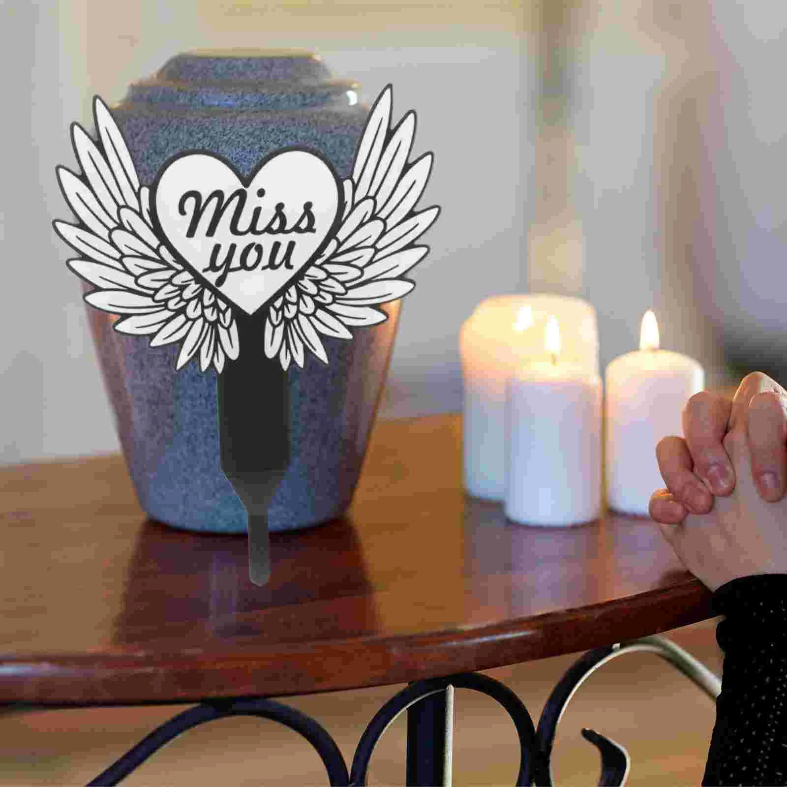 

Cross Memorial Pile Sympathy Sign Tombstone Garden Ornament Winged Angel Grave Plaque Marker Decor