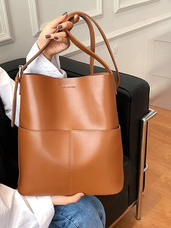 Women's large capacity bucket bag, multifunctional shoulder