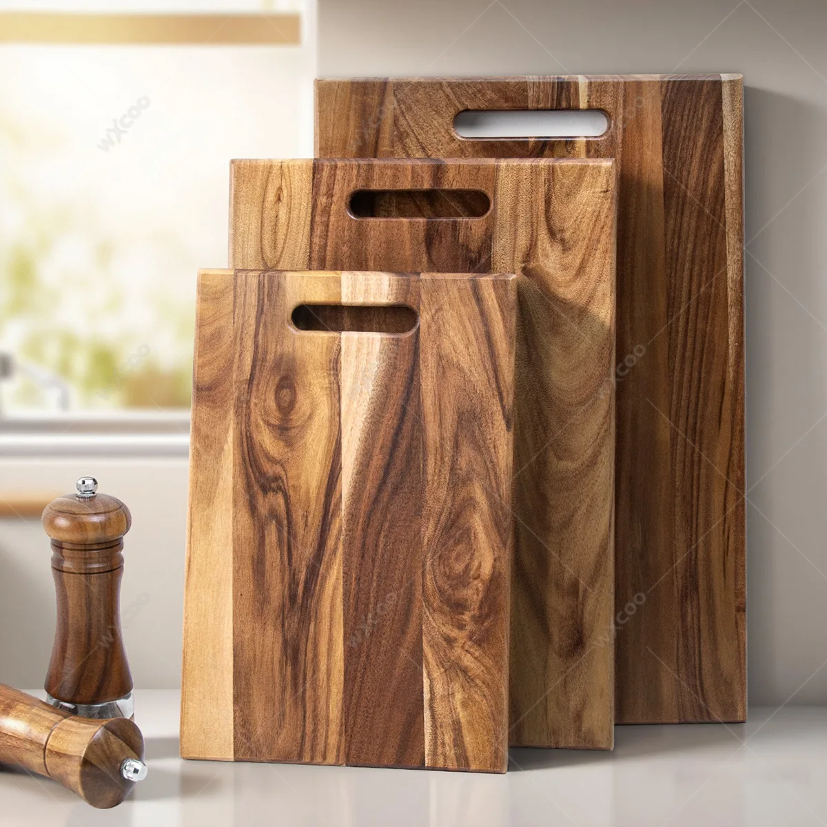 Portable Solid Wood Cutting Boards Rectangle Natural Color Kitchen ...