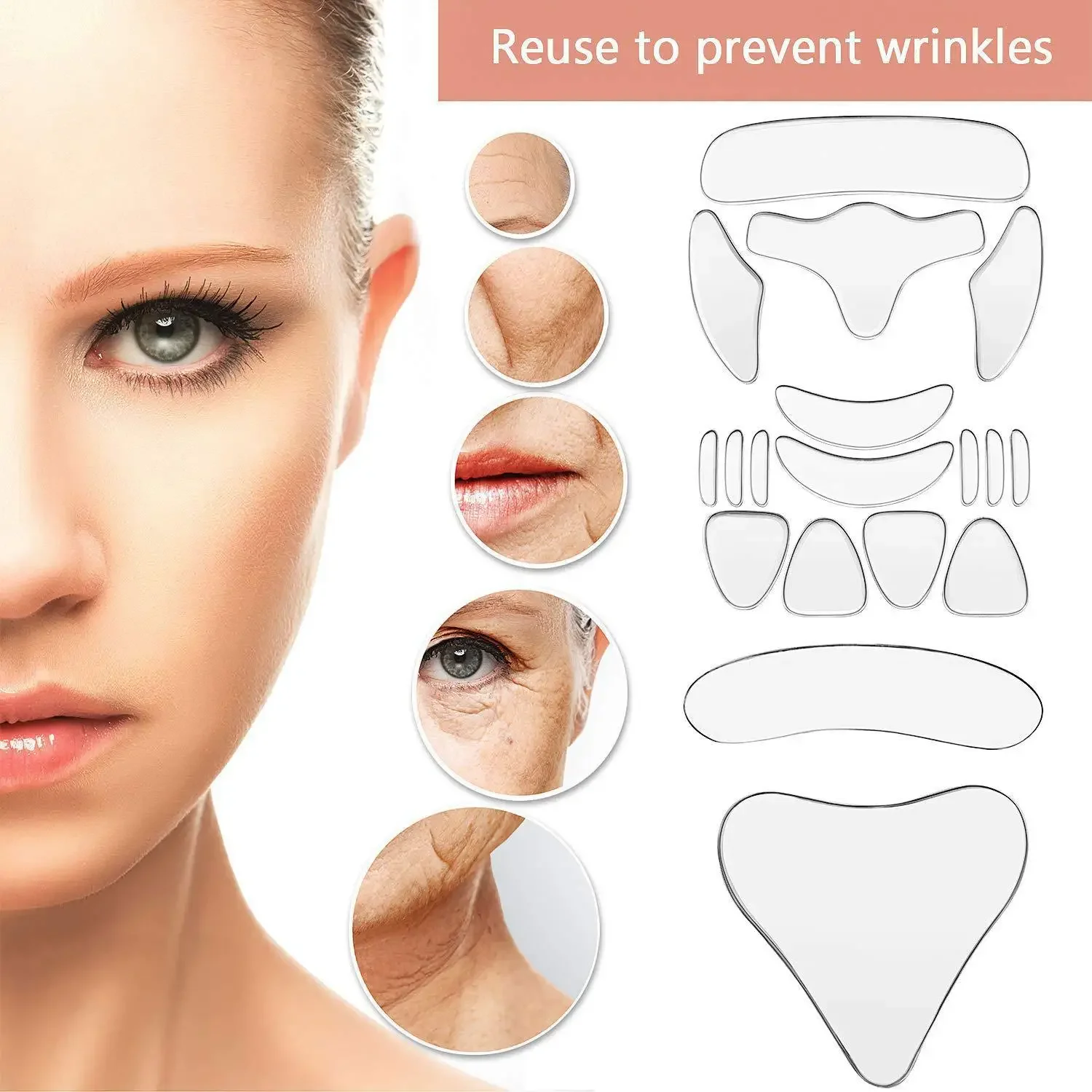 

18Pc Face Eye Forehead Patch Silicone Lifting Pad Reusable Wrinkle Removal Sticker Anti Aging Skin Lifting Care Pads Face Tape