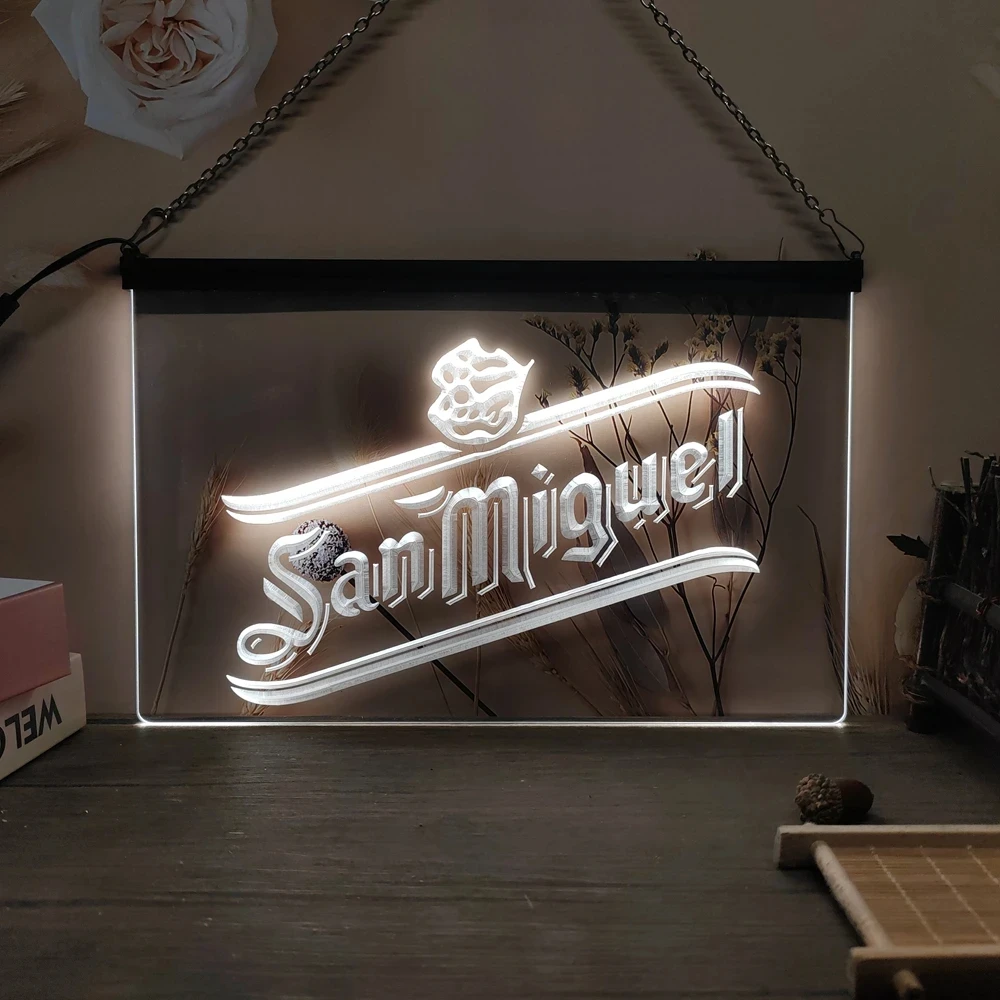 

San Miguel Пивной бар Паб дисплей светодиодный неоновая вывеска-3D резьба настенное искусство для дома, комнаты, спальни, офиса, фермерского декора неоновая вывеска
