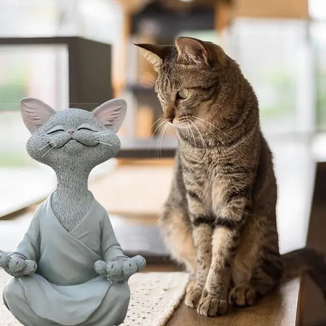 Otthoni Macska Dekoráció Dummy Dumy Divatos Gyűjthető Játék Fekete Buddha Meditációs Jóga