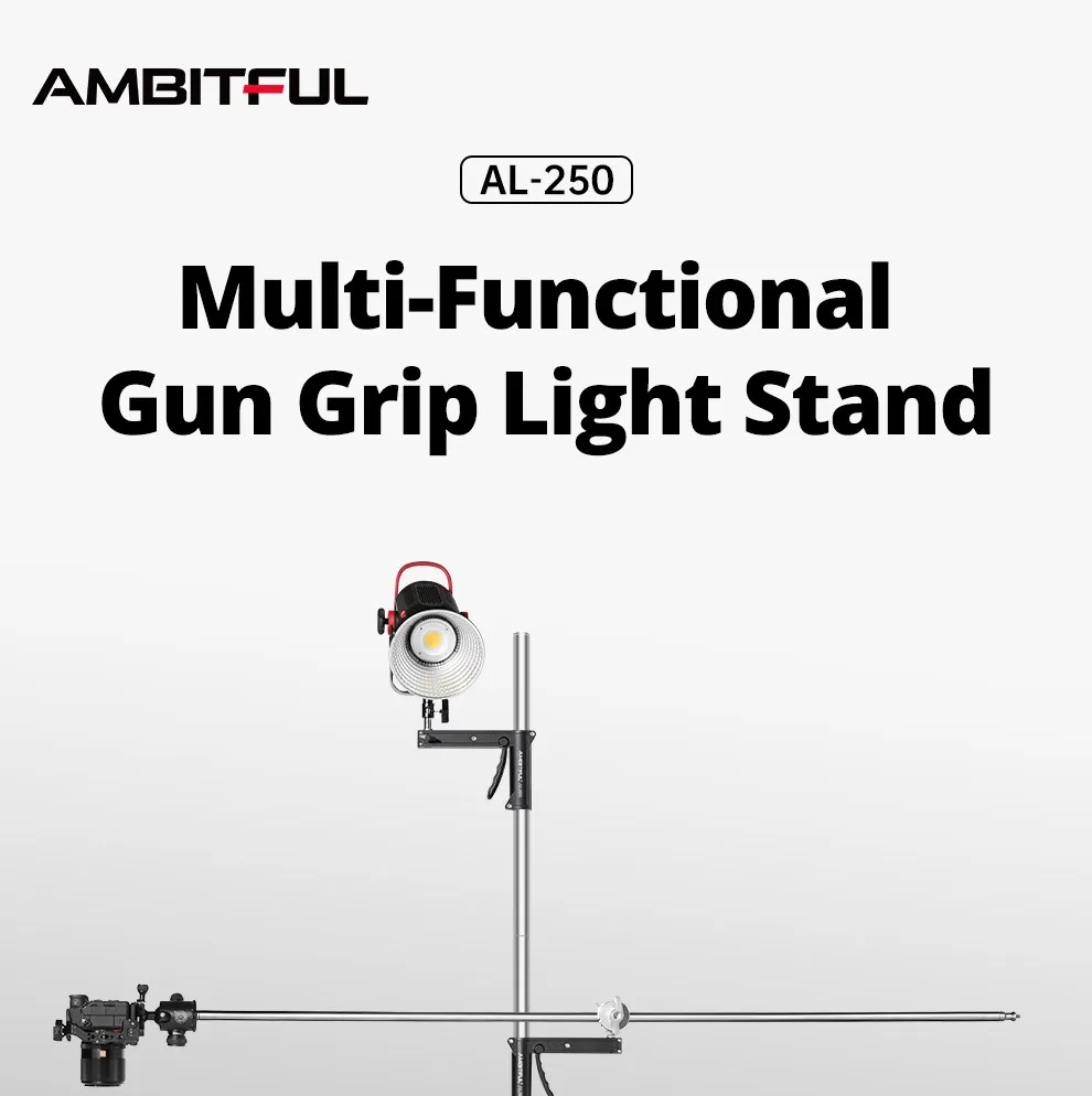 Description Picture 2 of itemAMBITFUL 71cm-255cm AL250 Gun Grip Light Stand 1/4 and 3/8 Screw with Wheels Folding Tripod for Studio Flash LED Light Softbox