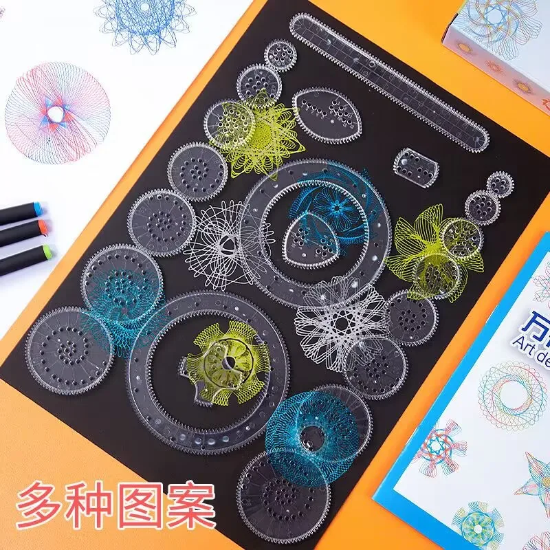 Spirograph Ruler Set Geometric Ruler Mathematical Roulette Drawing Tools Learning Painting Puzzle Toys Spirograph Art Tool 22pcs