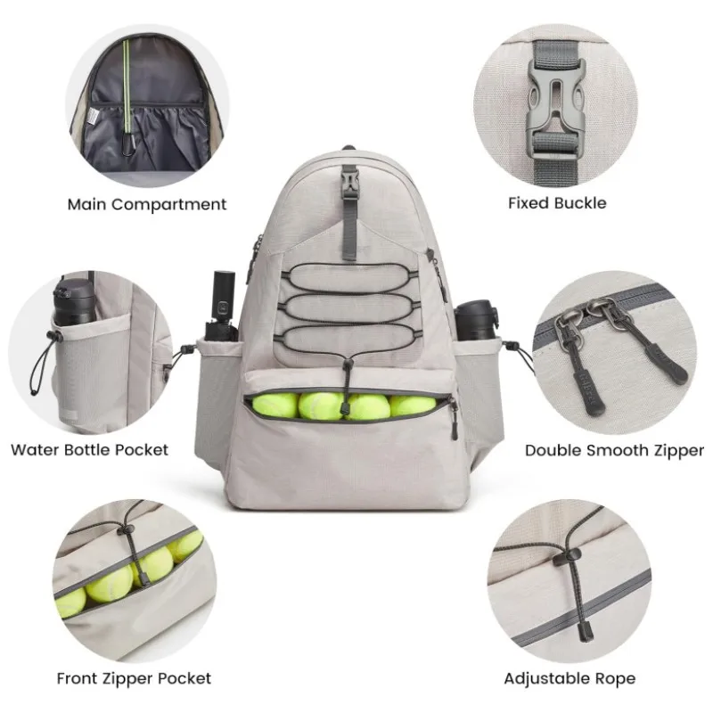 Tennis Bag Portable Tennis Backpack Large Capacity Ball Pack Racket Storage Daypack Outdoor Pickleball Bag with Shoe Compartment 5