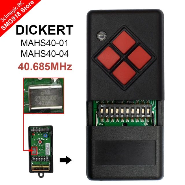 Hand-held Transmitter DICKERT MAHS40-01 MAHS40-04 40.685 mhz Garage Door Remote Control Compatible For DICKERT Red Key 40mhz 1