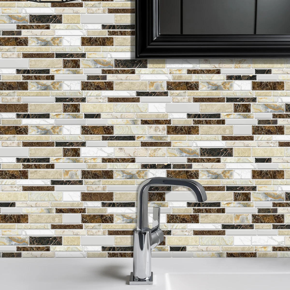 12/24/48pcs Marble Splicing Wall Stickers