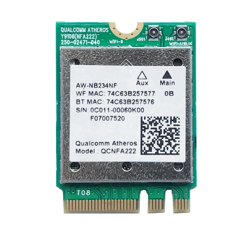 

4X QCNFA222 AW-NB234NF 802.11A/B/G/N Wireless WIFI Bluetooth Card 2.4Ghz 5Ghz Wifi + BT 4.0 NGFF Wlan