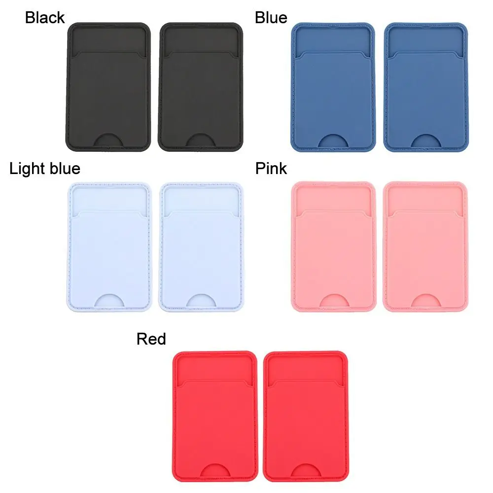 2Pcs Mobile Phone Back Slot Card Holder Wallet Case Silicone Phone Pouch Mobile Back Paste Sticker Bus/ ID Bank Card Paste