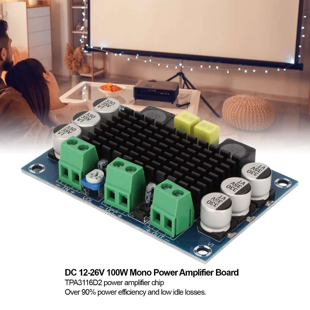내구성이 뛰어난 100W 모노 파워 앰프 보드 1 채널 DC12 26V 디지털 앰프 모듈 자동차 오디오 파워 보드 자동차 오디오