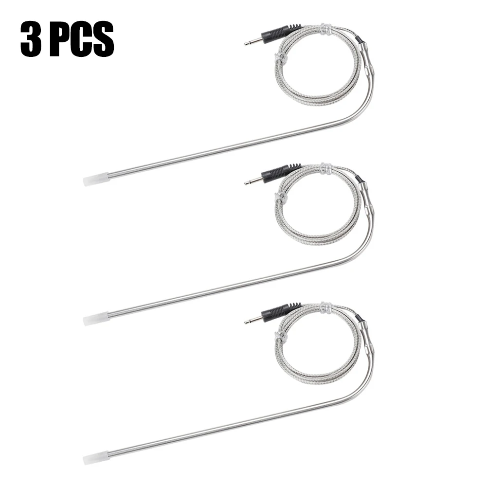 3Pcs Thermometer Stainless Steel Probes Grilling Meat Grill Cooking Replacement Probe For BBQ Food Monitor Temperature 0 -300 &deg;C
