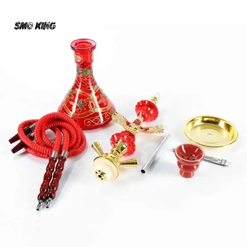 SMO Arab Eagle Hookah Shisha Set Glass Narguile Complete Kit with Single Hose Chicha Bowl Water Pipe for Smoking Accessories