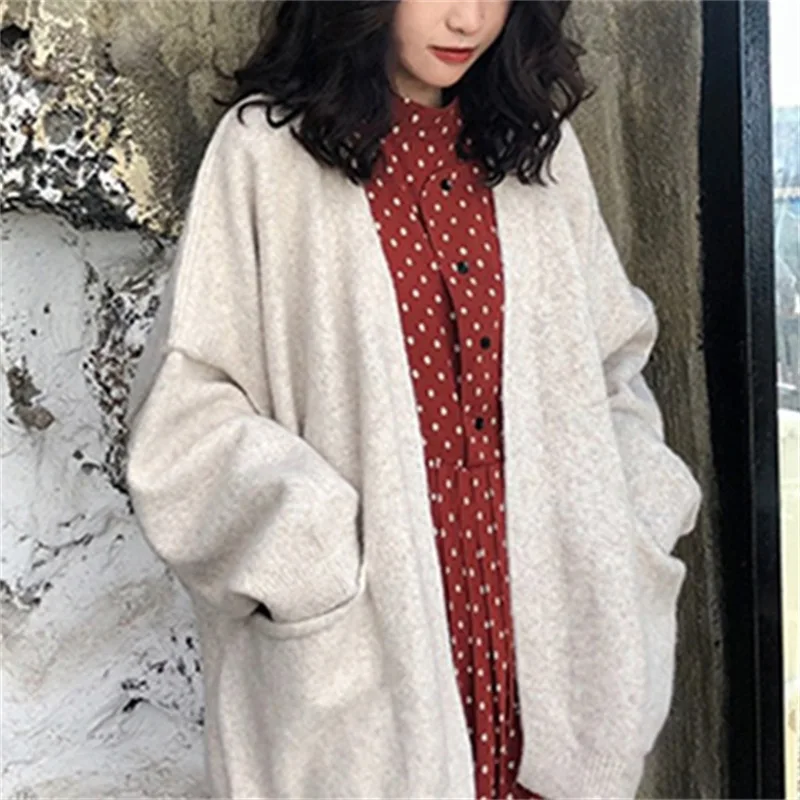 

Sweater Coat for Women 2023 Autumn Winter New Loose Mid-Length Knitted Cardigan Women Sweater Coat Outer Wear