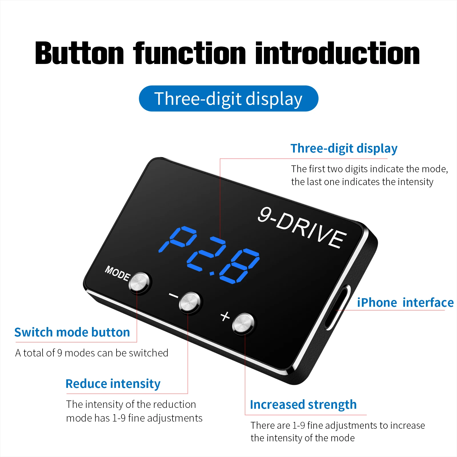 Throttle Controller Digital Accelerator Tuning Parts Plug Play 9 Drive 5 Modes Racing Accelerator Potent Booster Throttle Response Controller