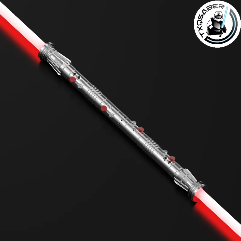 Txqsaber 2Pcs Double Darth Maul Smooth Swing Lightsaber Handle + Blade Saber Metal Hilt Heavy Fighting Rgb Light Spada Laser Jedi