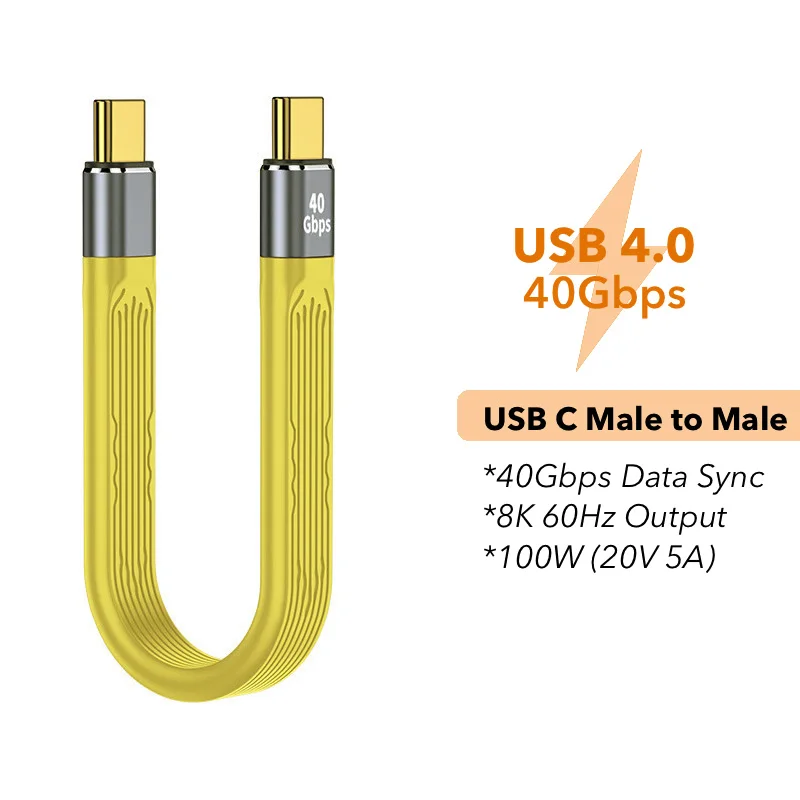

USB 4 Data Cable 40Gbps USB C to Type C Short Cable 10Gbps PD 100W 8K 60Hz for iPhone 15 Pro Max Thunderbolt 3/4 SSD Power Bank