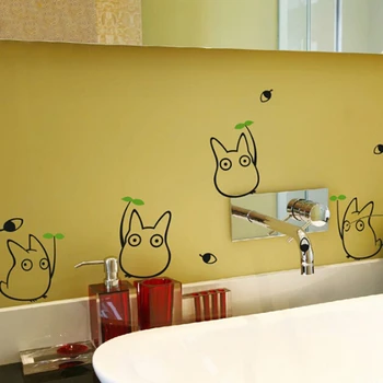Super Cute Cartoon Animal Green Leaf Vinyl Wall Decals for Home Decoration Kids Room Girl Bedroom Carved Anime Poster Stickers 1