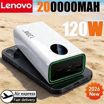 Power Bank Lenovo 200000mAh 120W PD Ricarica Super Veloce, Batteria Esterna Portatile di Grande Capacità con Display Digitale