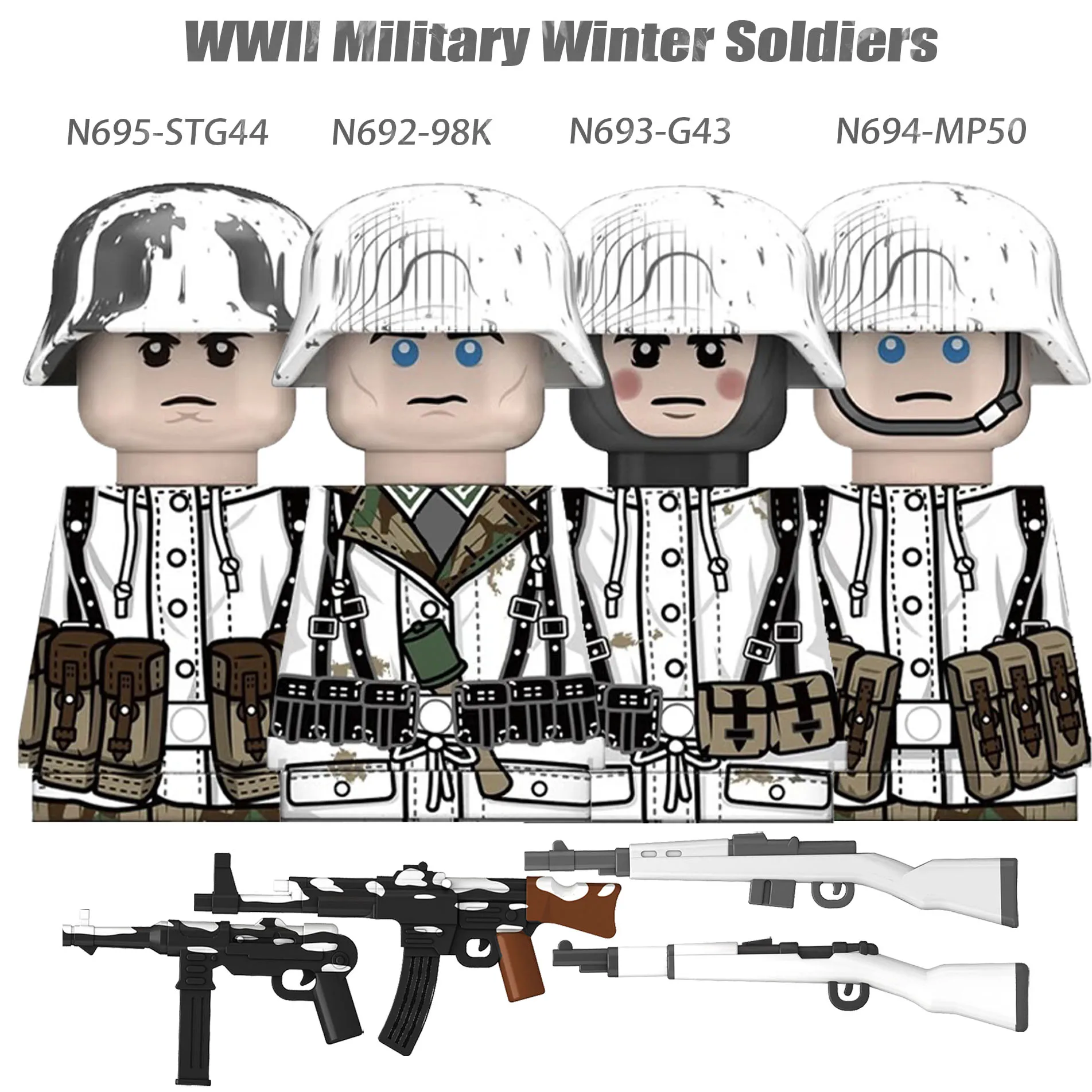 WW2 Winter Soldiers Building Block Set - Military Figures & Weapons Collection