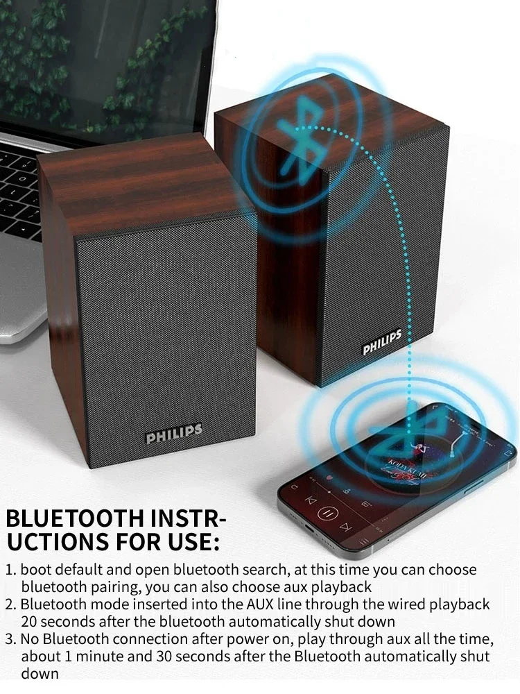 Home HiFi Stereo Sound Subwoofer SPA20 Wood Multimedia Bluetooth Speakers USB Desktop Notebook Computer Loudspeaker Music Player