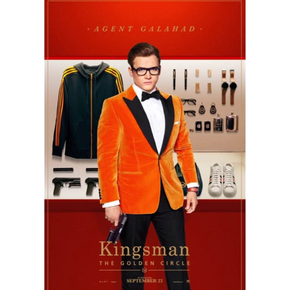 Orange Velvet Mens Suits Groom Tuxedos Prom Fashion Coat/Male Daily Casual Wear Clothes 2 Piece Blazer with Black Pants Custom