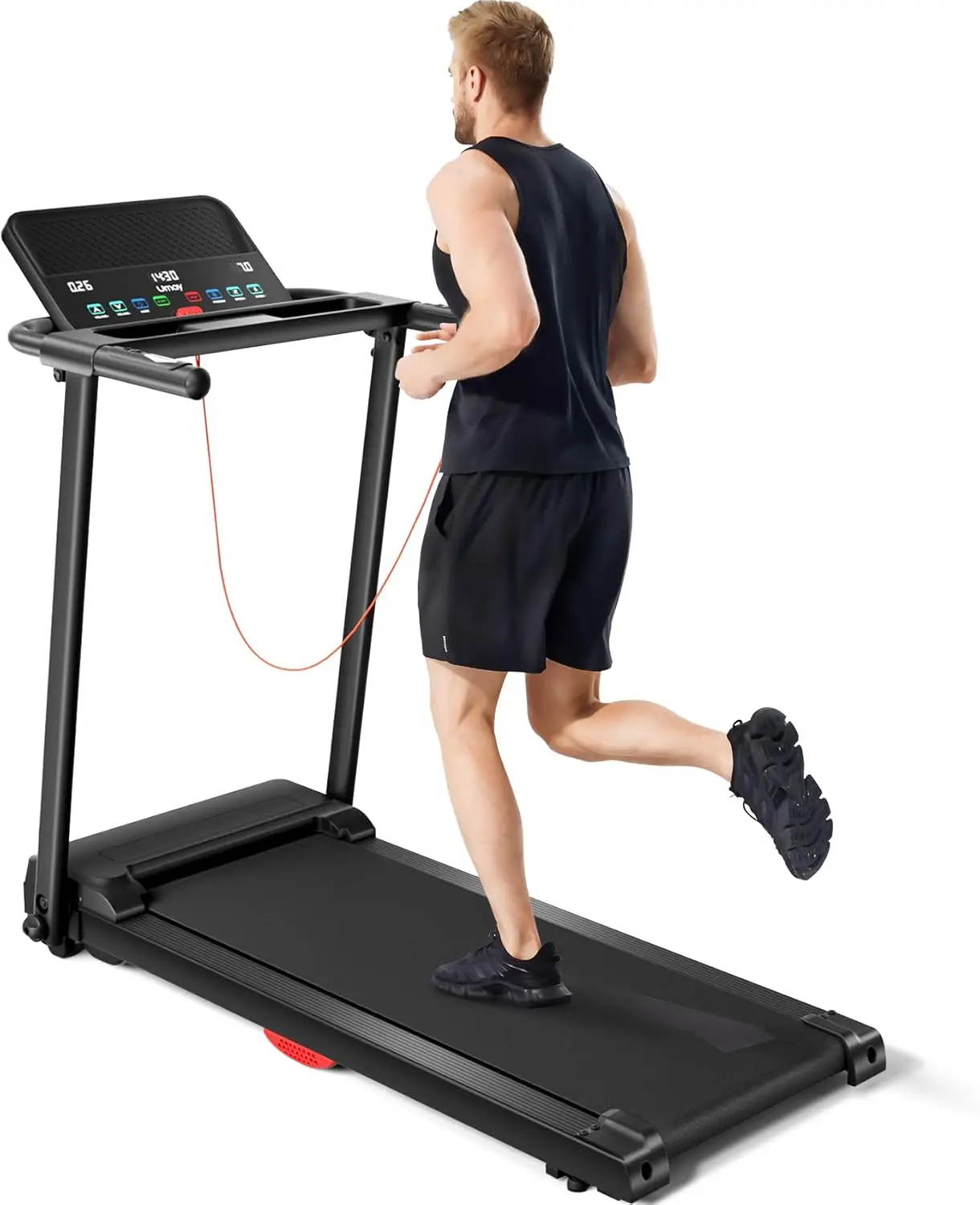 Foldable Treadmills for Home, Quiet Folding Treadmill with Silicone Shock Absorption, 12 Preset Programs, Heart Rate Monitor